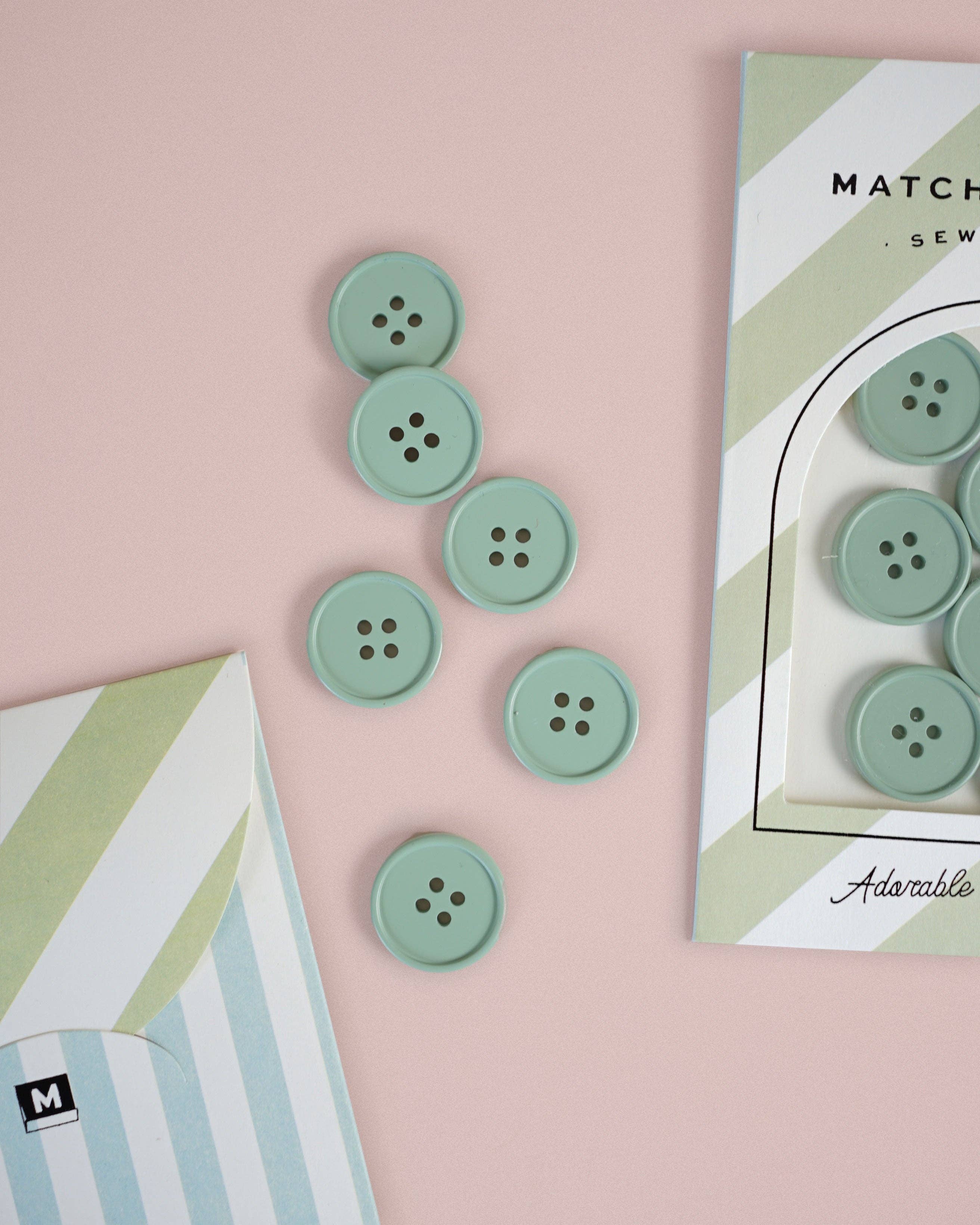 Matchy Matchy Sewing Club - Wholesale Sewing Button/Snap - Sage Retro Buttons2
