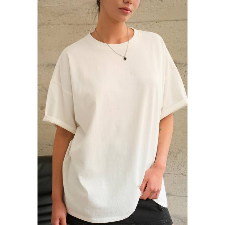 HYFVE - Wholesale T-Shirt - Women's - DZ24E437-OVERSIZED DISTRESSED COTTON T-SHIRT
