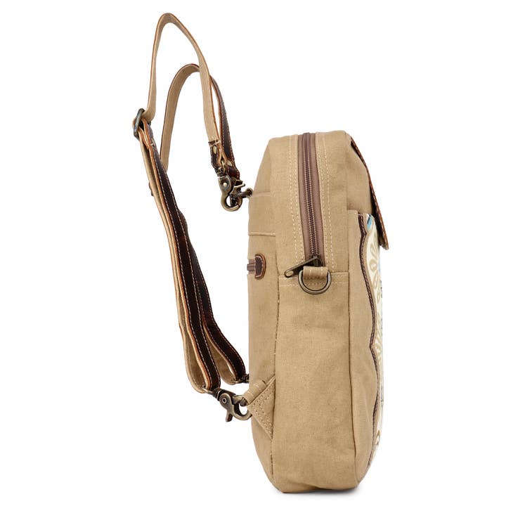Sixtease Bags USA – Großhandel Rucksack – Damen – Damenrucksack aus Canvas und Leder - Khaki