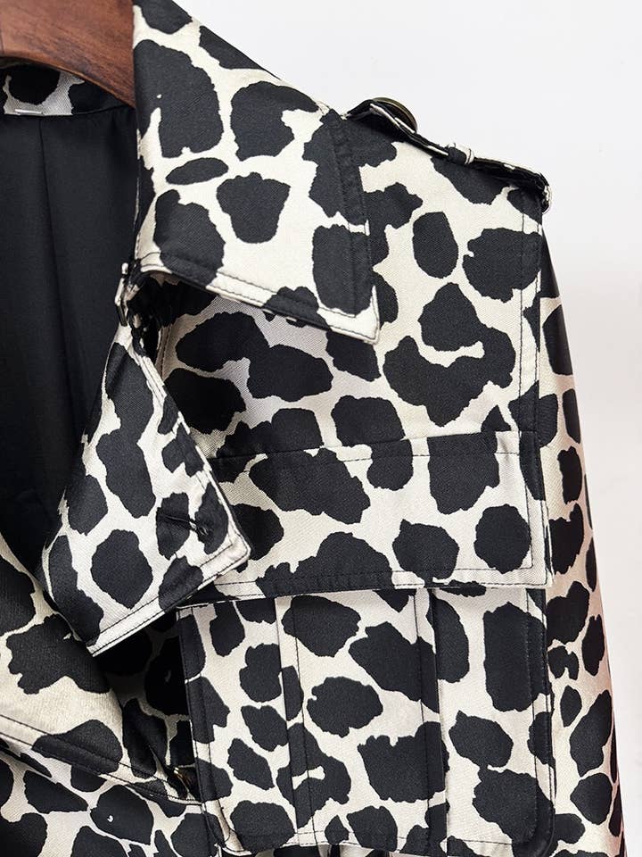 Färg som bilder CT146Y 2025 Höst Leopard Jacquard Bältad Lång Trenchcoat för wholesale på Faire2
