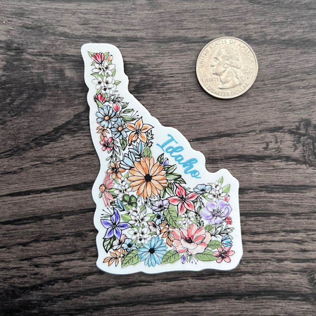 Little Traveling Llama - Wholesale Sticker - Floral Idaho State Waterproof Vinyl Sticker1