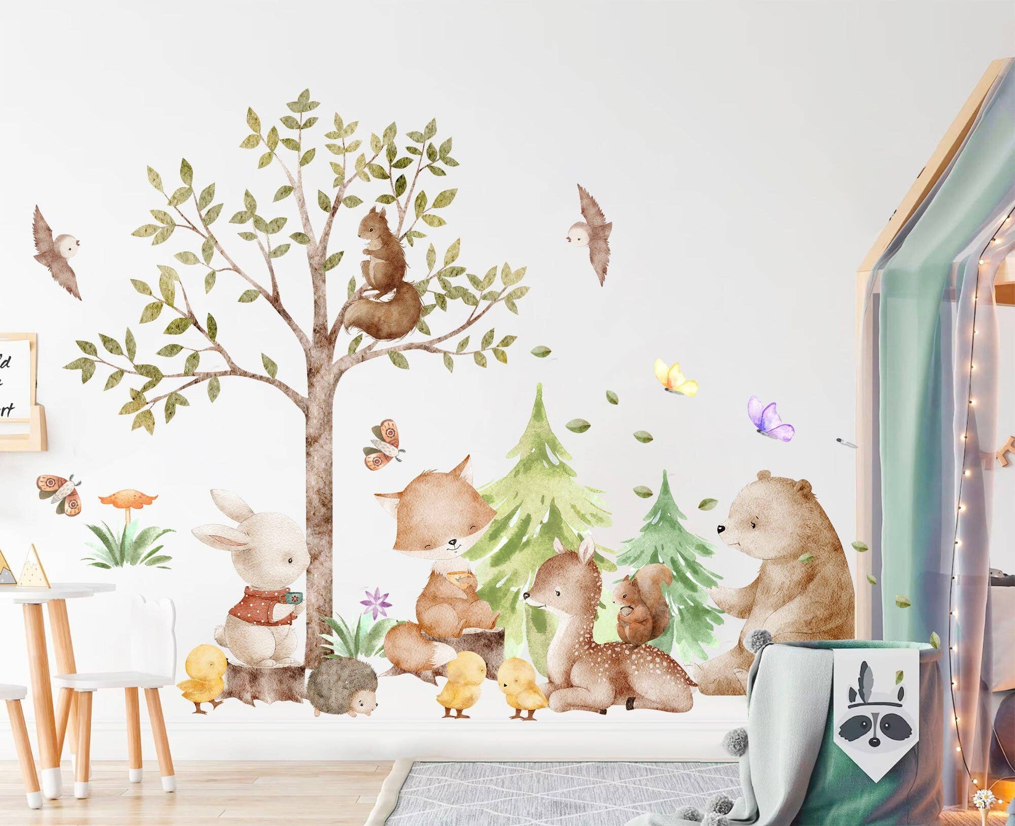 WallKoala - Vente Autocollant mural - Stickers muraux amis de la forêt : lapin, écureuil, renard, cerf et ours4