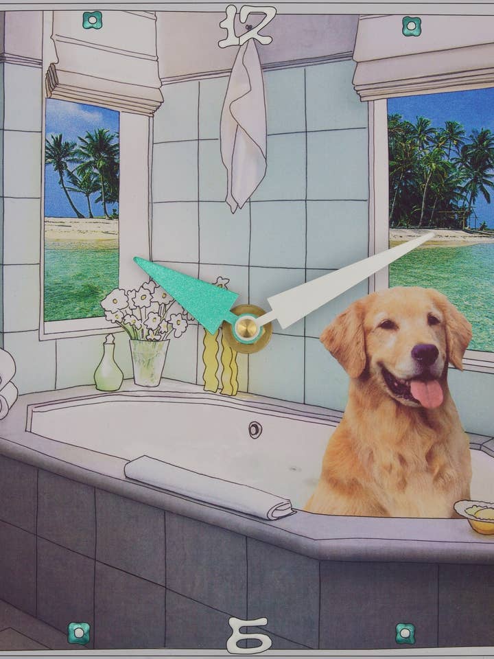Bath Time, reloj de collage para venta al por mayor de Lea Alboher