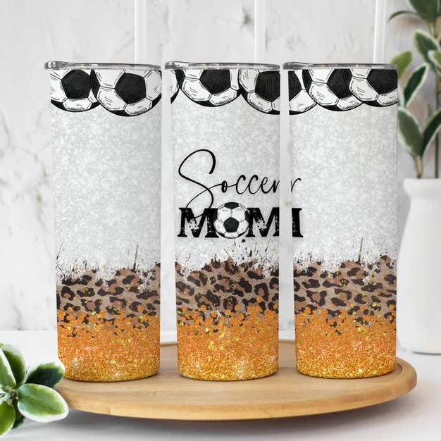 Soccer Mom Orange Leopard | Tumbler für den Großhandel von Designs by Robyn