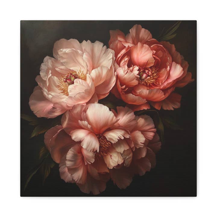 Cuadro Cuadrado de Peonías en Óleo para venta al por mayor de Coin Tableau