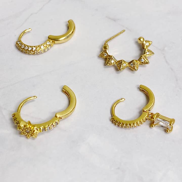 Ellison+Young - Wholesale Jewelry Set - Edge In Shine Mini Hoop Set