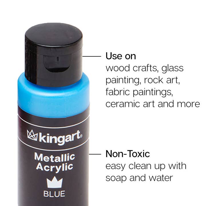 KINGART - Wholesale Acrylic Paint - Acrylic Paint - 12 Metallic Colors 60ml1