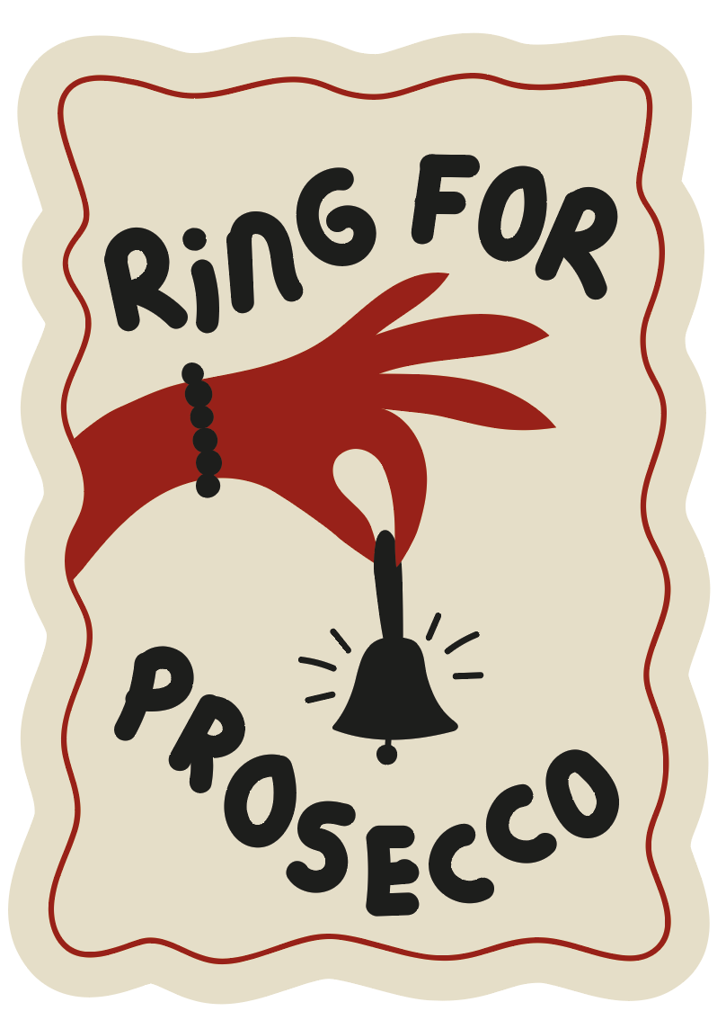 Woo Hoo Prints – wholesale Ornament – RING FOR PROSECCO - WOODEN DECORATION1
