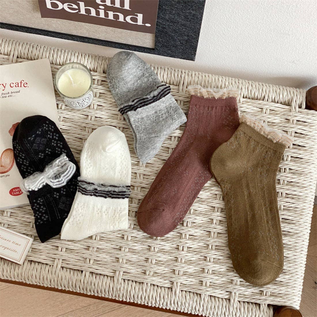 Funkyrel® Atzbranding Limited - Wholesale Socks - Women's - Rufia - Lace Trim Mesh Ankle Socks7