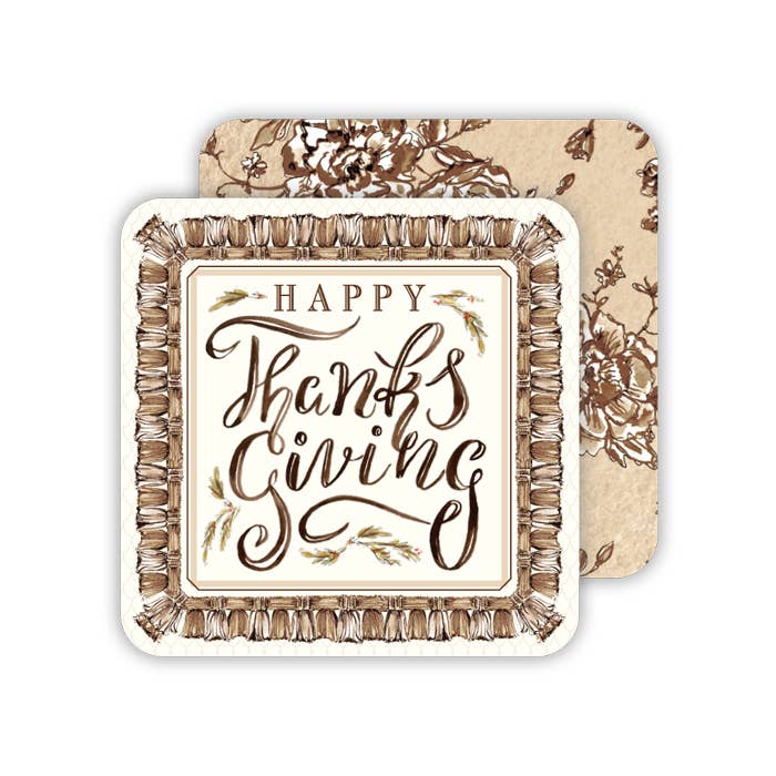RosanneBeck Collections - Wholesale Coasters - Thanksgiving Brown Tassels/Pattern Paper Coaster