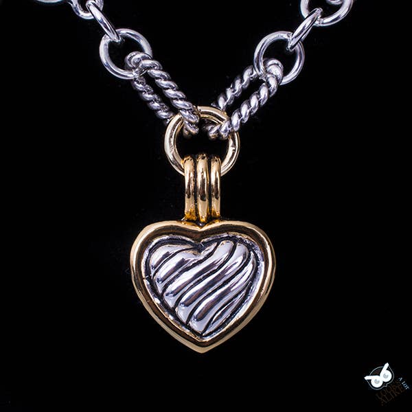 My Best Kept Jewelry - Vente Colliers à pendentif - Collier à bascule à breloque cœur bicolore2