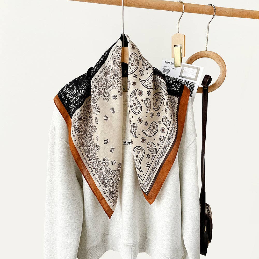 Dipped Shop - Wholesale Scarf - Women's - Splicing Print Vintage Square Silk Scarf DP25G45216