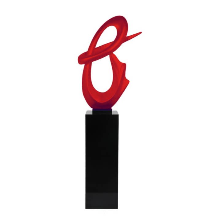 Escultura Abstrata de Chão com Fluido Vermelho e Suporte Preto, 59" de Altura por atacado de Finesse Decor
