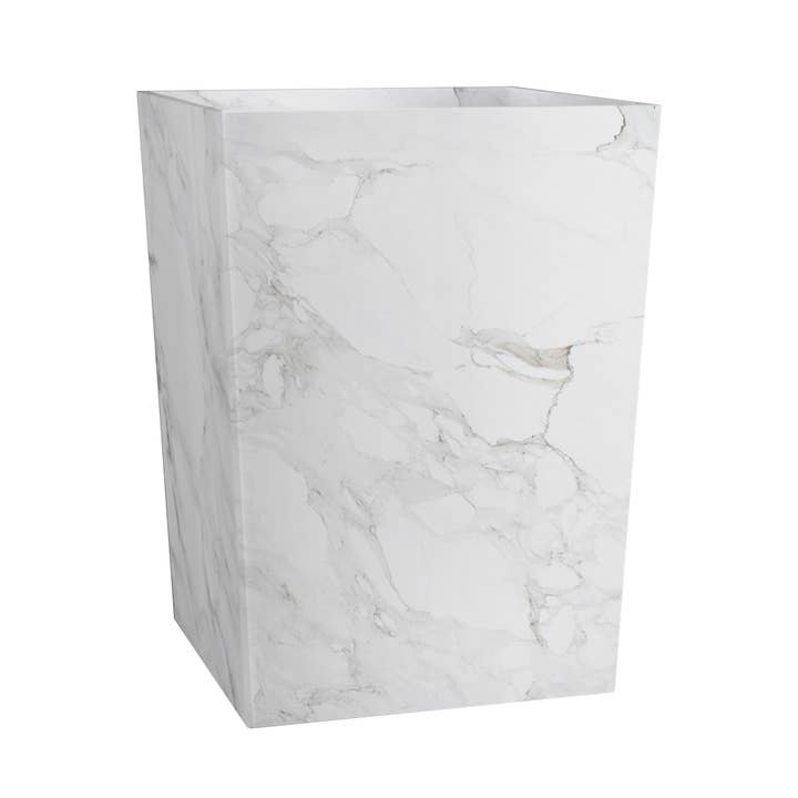 Papelera Compton en resina con estampado de mármol para venta al por mayor de nu steel