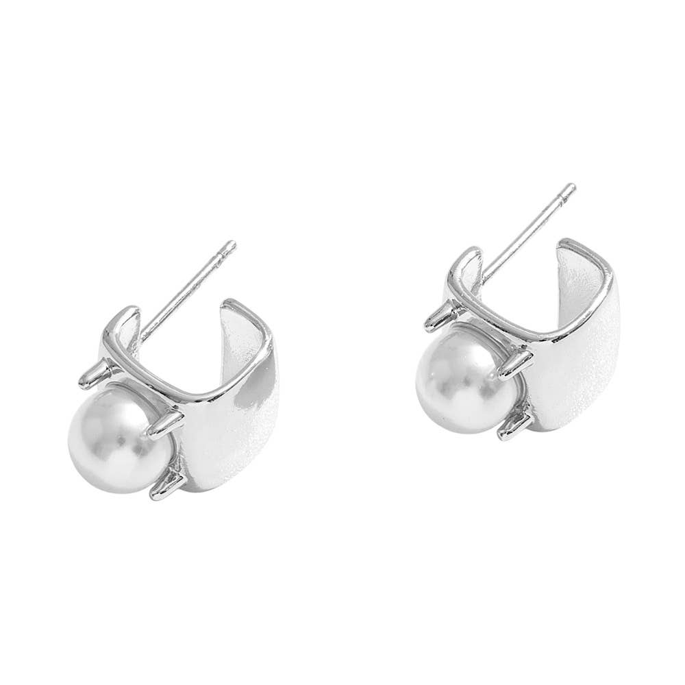 Sensibling Corp. - Vente Clous d'oreille - Boucles d'oreilles géométriques avec perles accentuées en or 14K plaqué3