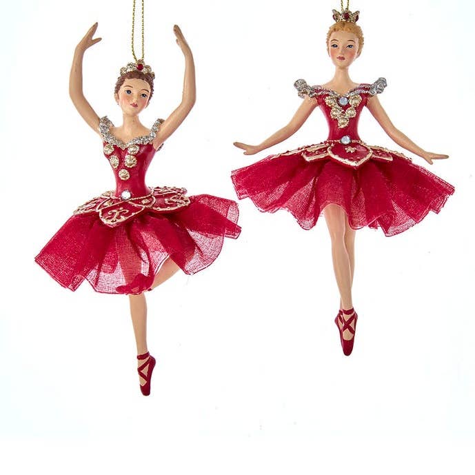 Kurt S. Adler, Inc. - Wholesale Ornament - Regal Red Ballerina Ornaments, 2 Assorted