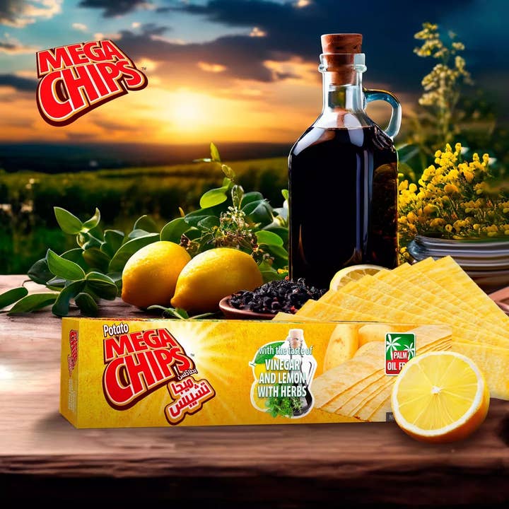 Potato Mega Chips - Vendita all'ingrosso Patatine - MEGA CHIPS DI PATATE ALL'ACETO, LIMONE ED ERBE AROMATICHE