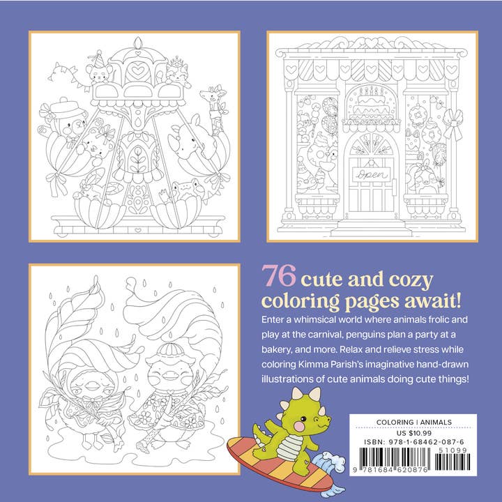 Mixed Media Resources LLC - Wholesale Coloring & Activity Book - Adult - So Many Cute Animals! Sweet & Whimsical Scenes to Color7