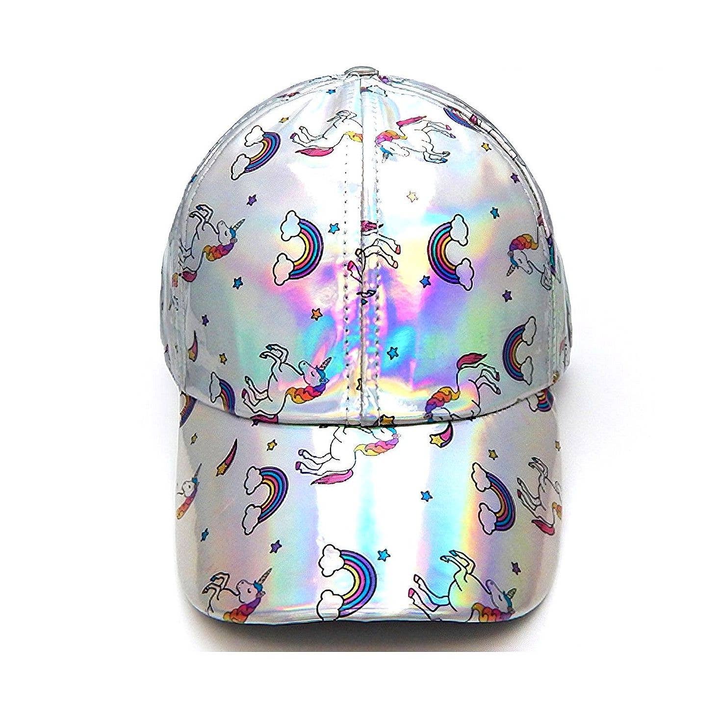 Diacly - Wholesale Baseball Cap - Women's - Silver Iridescent with Unicorn and Rainbow Cap