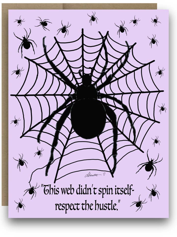 Cartão de Halloween Divertido com Aranha – Cartão de Cumprimentos A2 com Teia e Aranhas – Esta Teia Não se Fez Sozinha, Respeita o Esforço por atacado de Color Crumbs Club