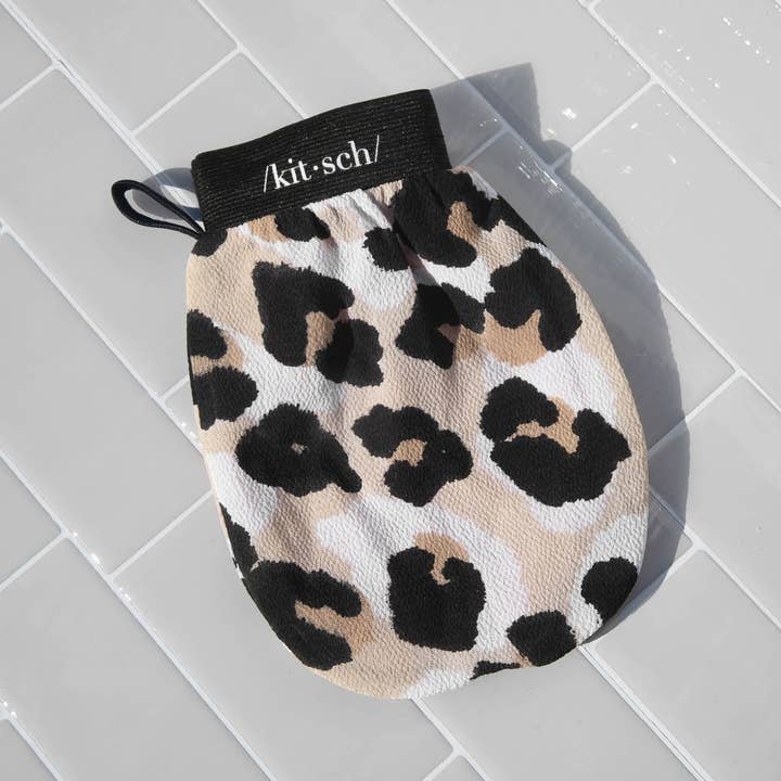 KITSCH - Wholesale Exfoliating Gloves/Mitts - Eco-Friendly Exfoliating Glove - Leopard