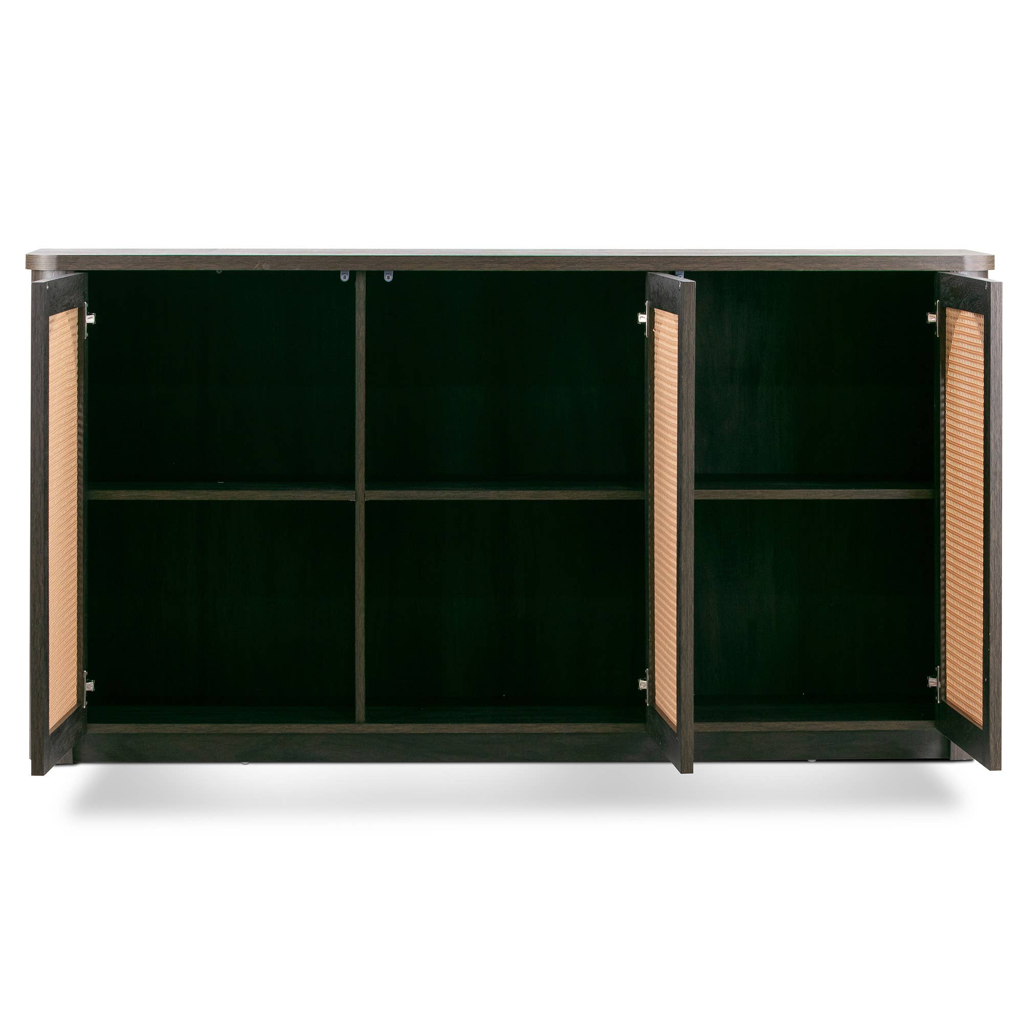 Glamour Home - Wholesale Cabinet - Bistra Brown Walnut Wood Sideboard with Rattan Doors2