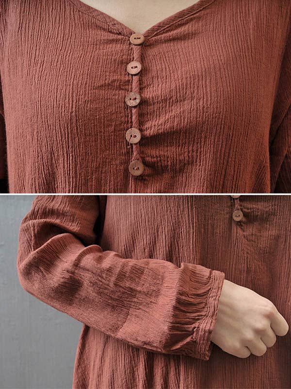 Sheer Trend - Wholesale Dress - Women's - Cotton Blend Split-Joint Solid Color Dress4