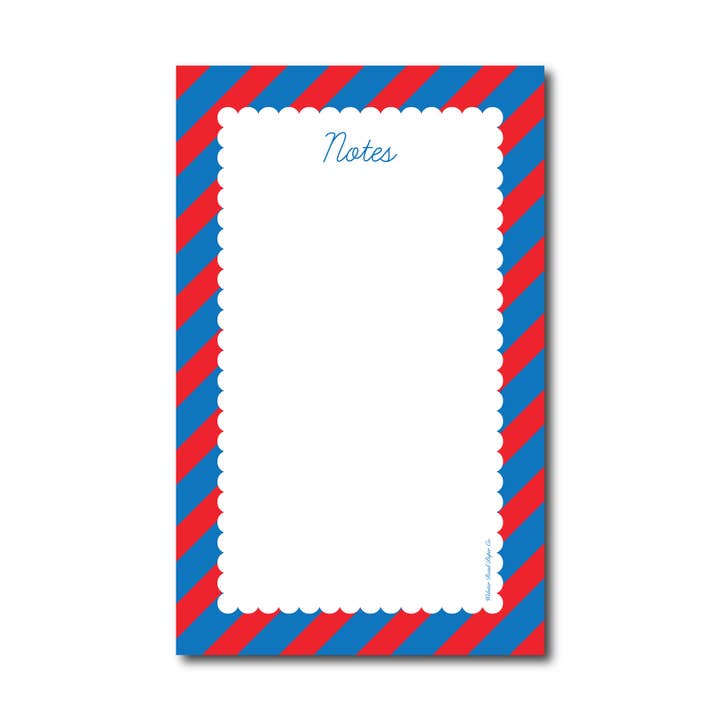 Scallop Fun Stripe Notepad Red/Blue - N580004 for wholesale by Webster Road Paper Co