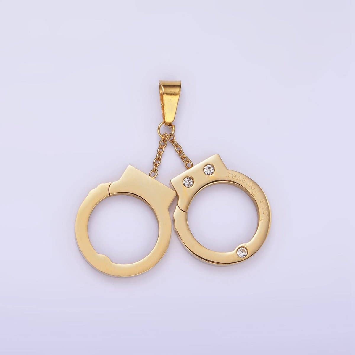 Stainless Steel Hand Cuff Charms Pendant in Gold & Silver | P1448 for wholesale on Faire1