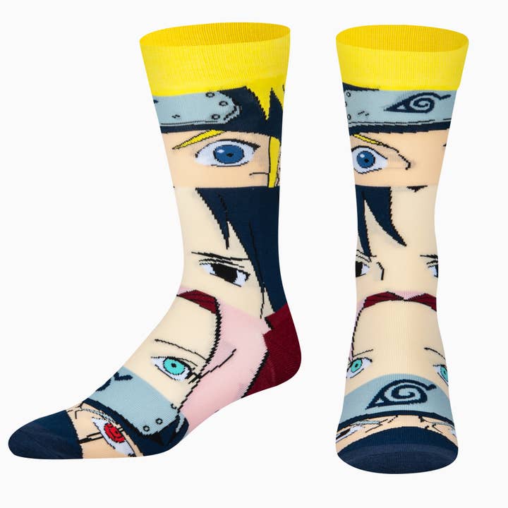 Naruto Faces Mash Up - Crew Straight pour homme pour la vente par Odd Sox