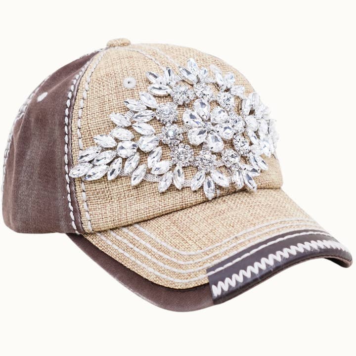 Olive & Pique – wholesale Baseball cap – Women's – Diamond Bejeweled Bling Glitz Textured Cap, Adjustable