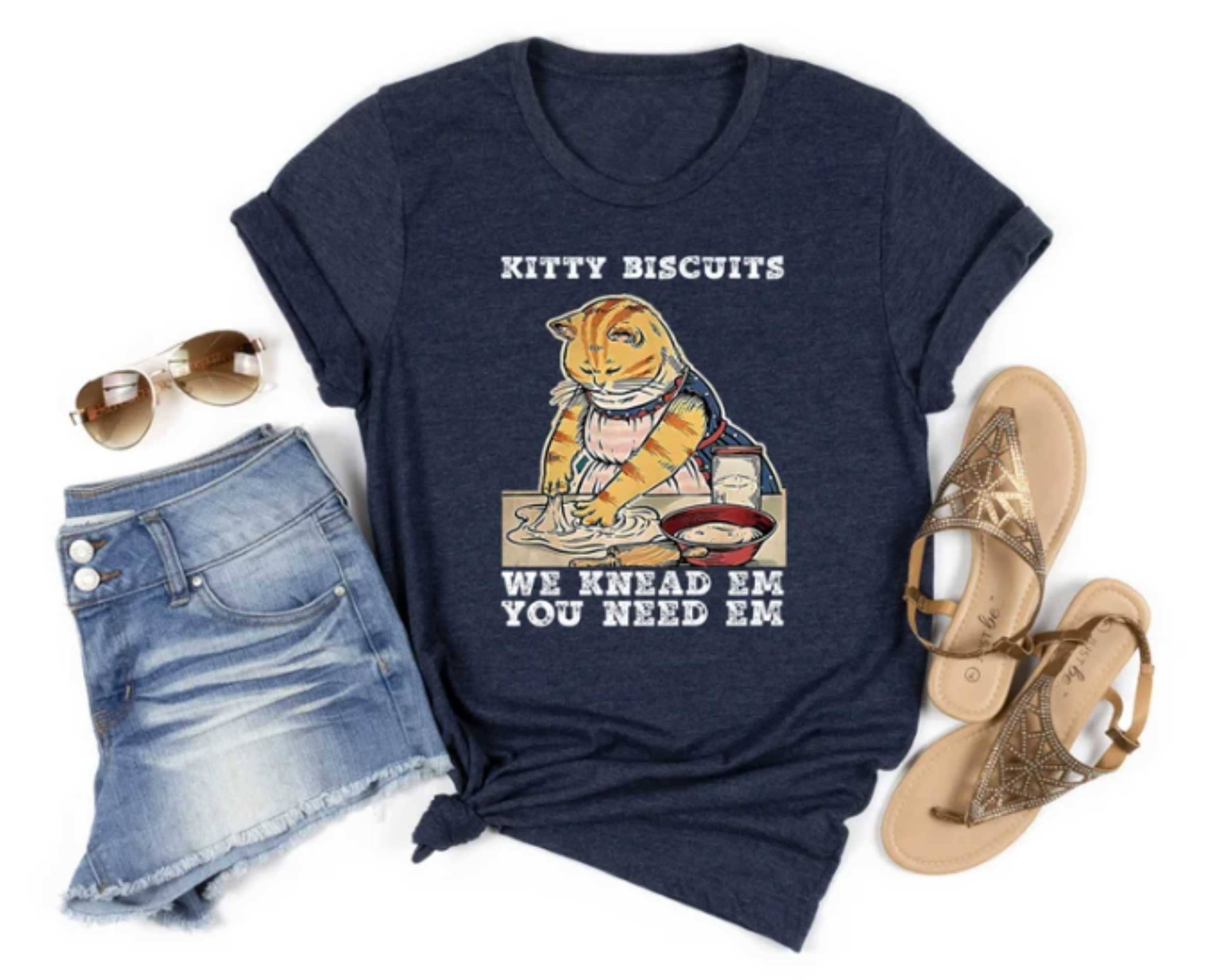 Black Kitty Biscuits You Need Em We Knead Em T-Shirt, Cat Makin for wholesale on Faire