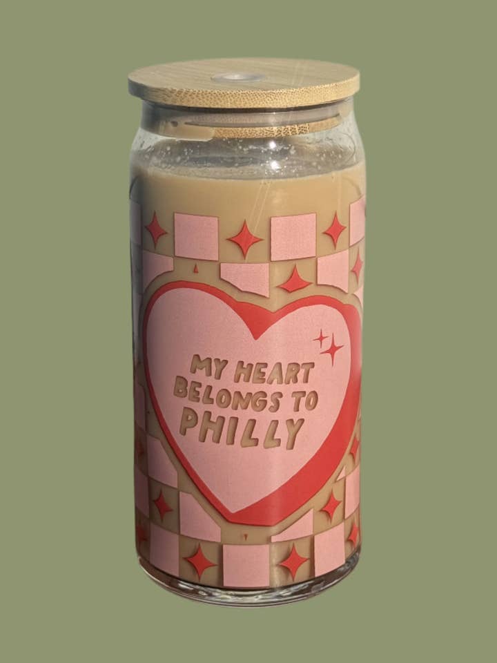 My Heart Belongs To Philly Drinking Glass for wholesale by Dainty Studios