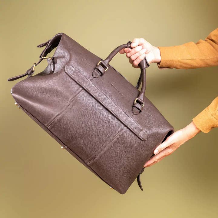 Bolso de viaje de cuero granulado de guijarro de roble para venta al por mayor de Sophos