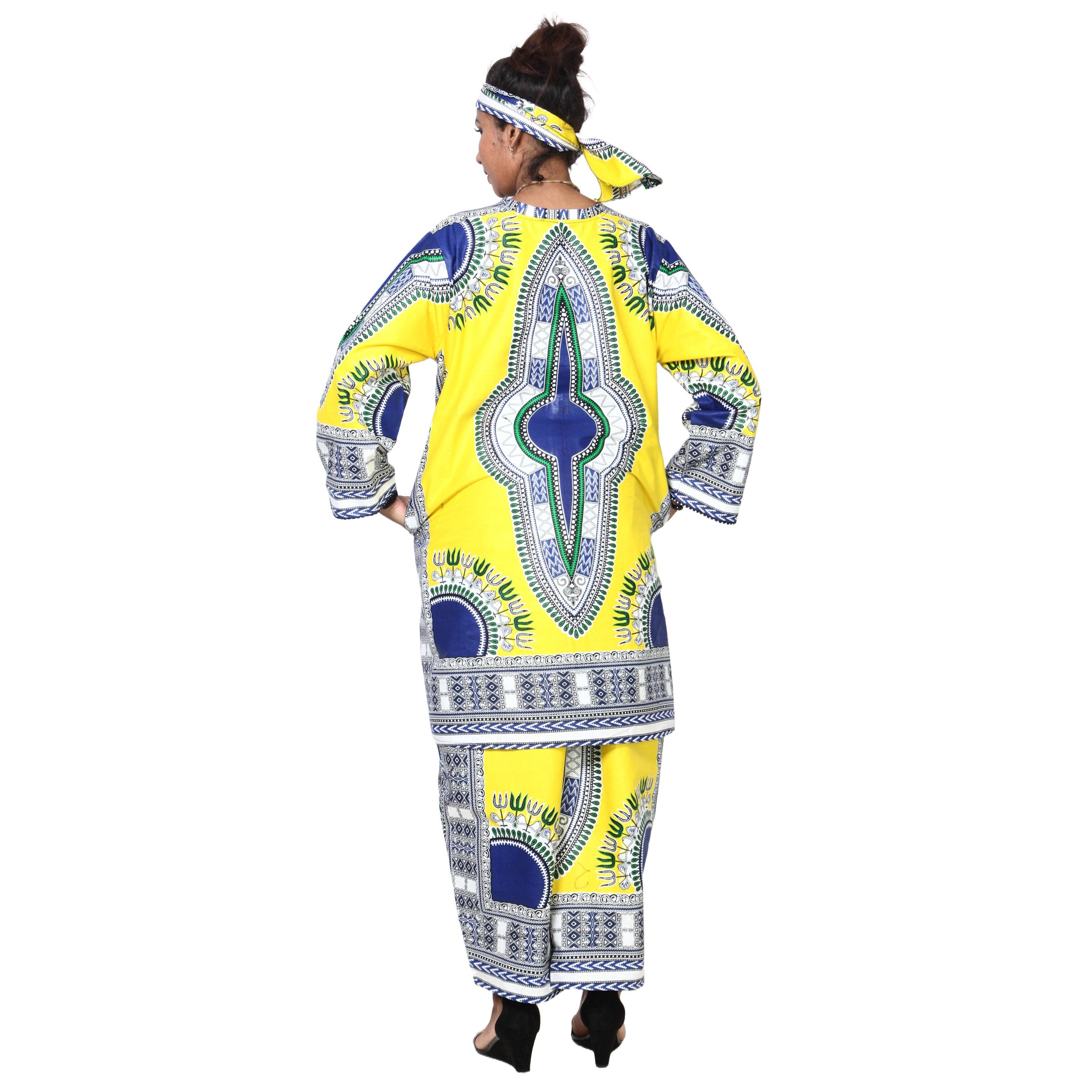 African Stars - Wholesale Top & Pant Set (NOT Loungewear) - Women's - Women's Dashiki Tunic Top and Matching Pants Set -- FI-404917