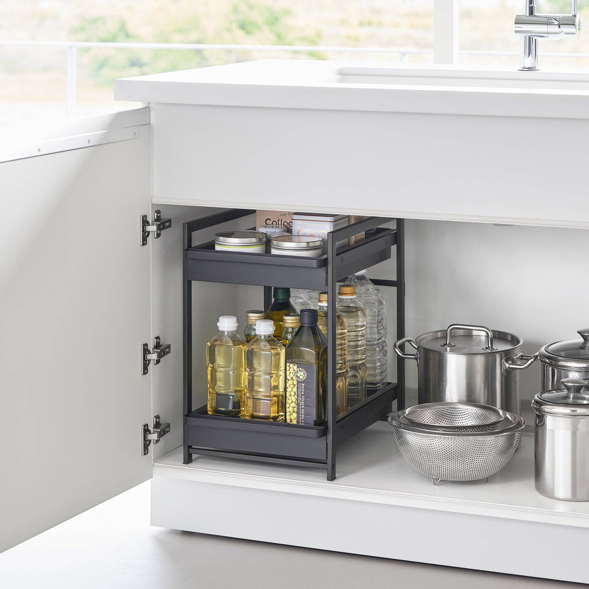 Yamazaki Home - Vente Rangements/organisateurs de cuisine - Étagère sous-évier avec tablette coulissante - Acier9