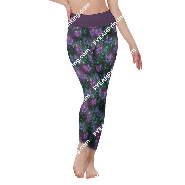 Fairy Garden dameslegging met hoge taille en all-over print | Zijsteeksluiting voor wholesale door fyeahprinting