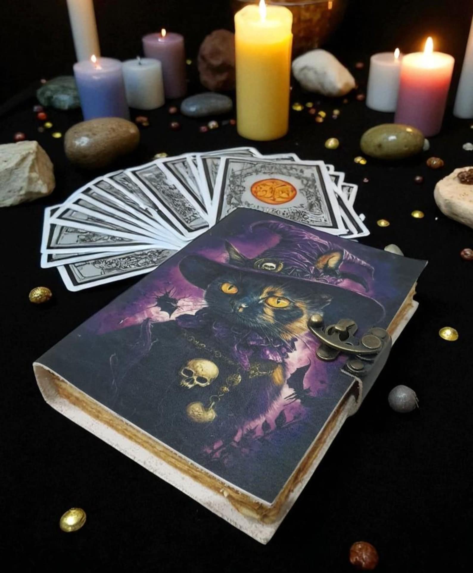MNM HANDICRAFTS - Wholesale Journal/Diary - Mystical Black Cat Witch Leather Journal – Vintage Journal2