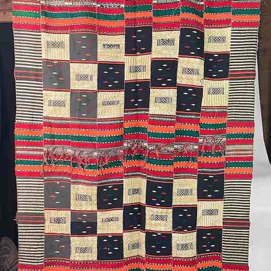 XL Fulani Peulh African Colorful Mudcloth Textile | 90 x 43" for wholesale by The Niger Bend