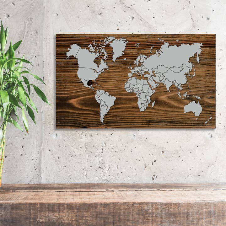 Monde : carte vierge pour la vente par Fire & Pine