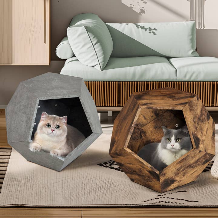 Orange County Decor - Wholesale Pet Carrier - Cat - 25.98'' Shaped Modern Pet Furniture Cat Carrier Side Table Mdf Multi Purpose Furniture Antique Wood Color Antique Brown Mdf