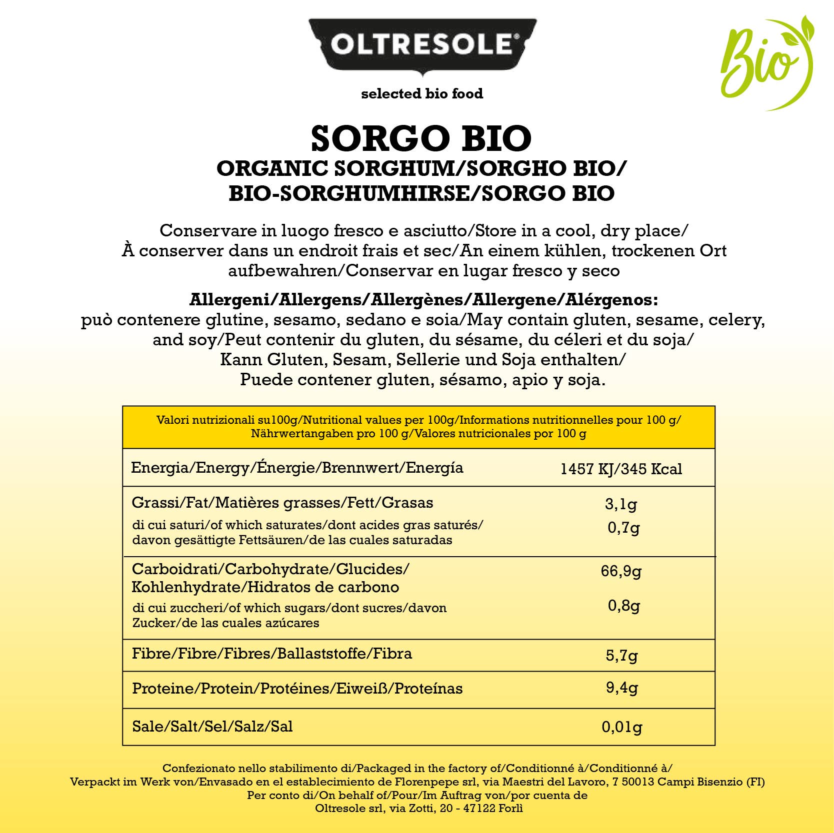 Oltresole – Cereais de pequeno-almoço por atacado – SORGO BIO 5 Kg3