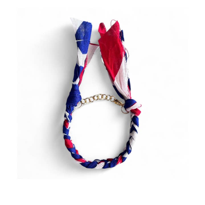 Boho Bandana Bracelet - Red/White/Blue for wholesale by Karma Cat Jewelry Co.