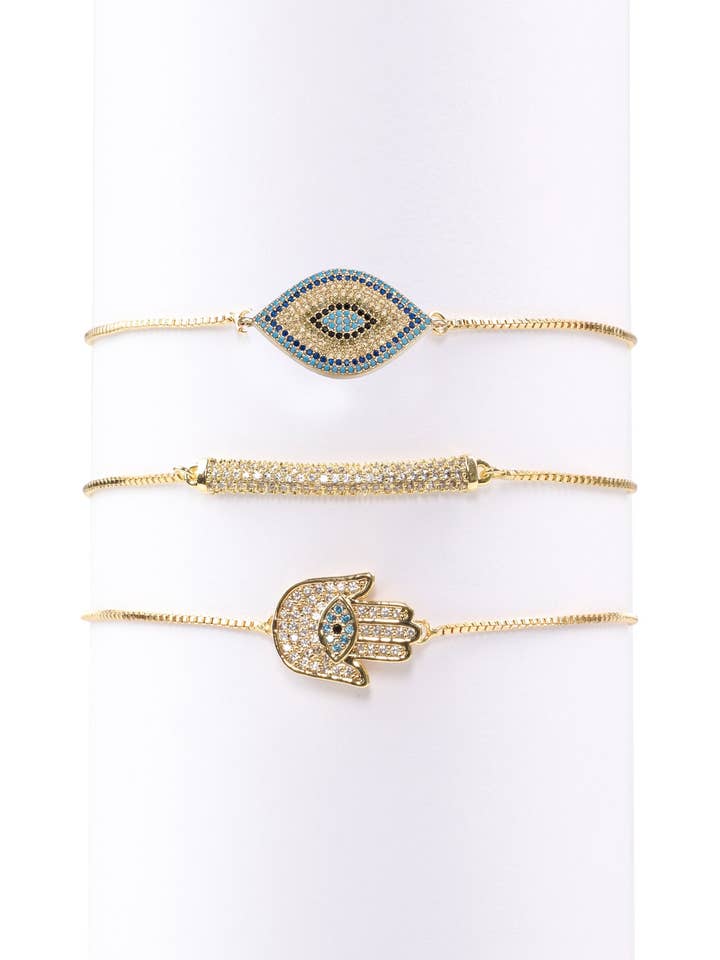 Hamsa Ball Bracelet Set for wholesale by Eye Candy Los Angeles
