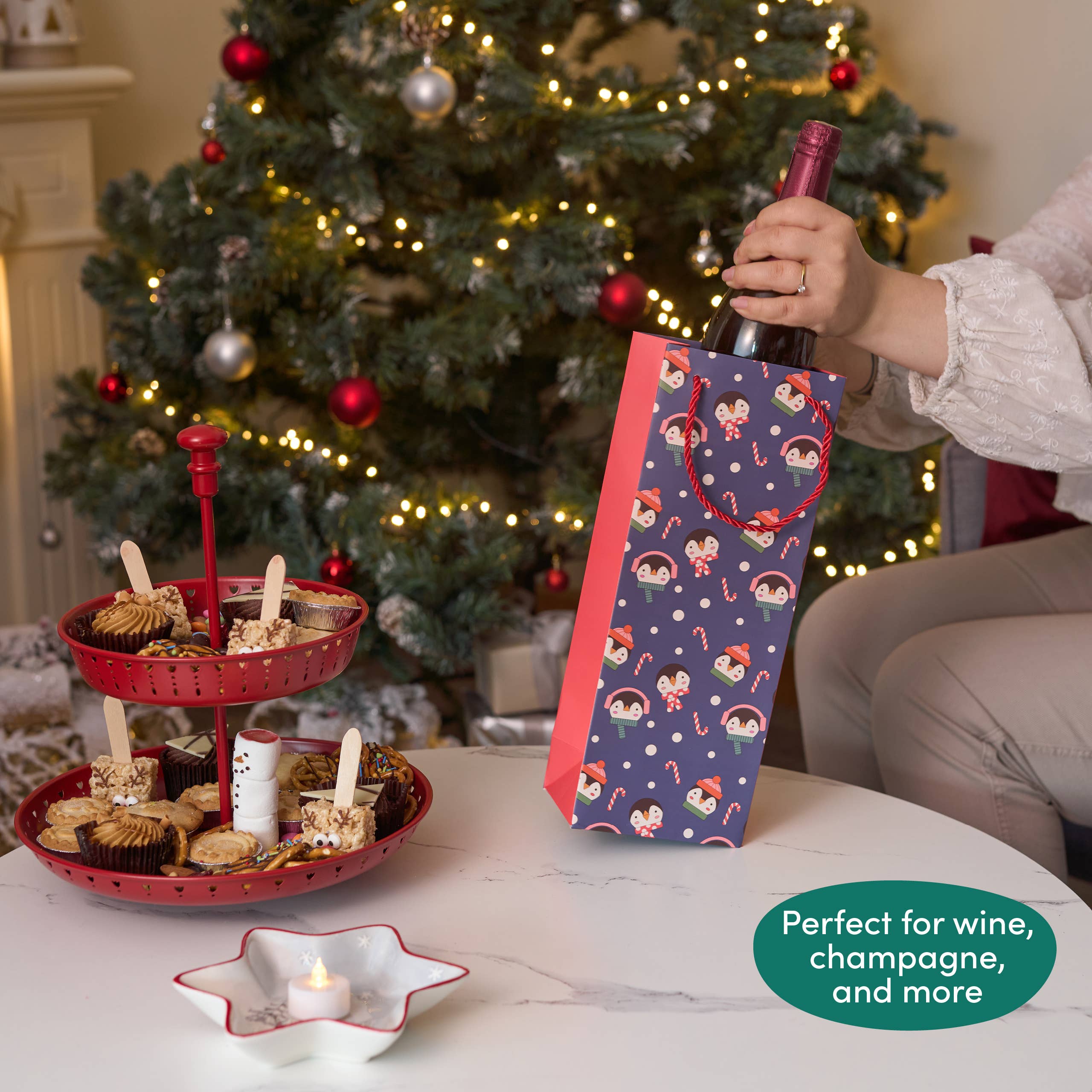 The Twiddlers – wholesale Wine gift bag – 12 Pcs Premium Christmas Single Wine Bottle Gift Bags1