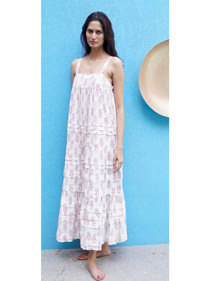 La Mandarine - Wholesale Dress - Women's - Maxi dress, floaty cotton summer tiered maxi dress