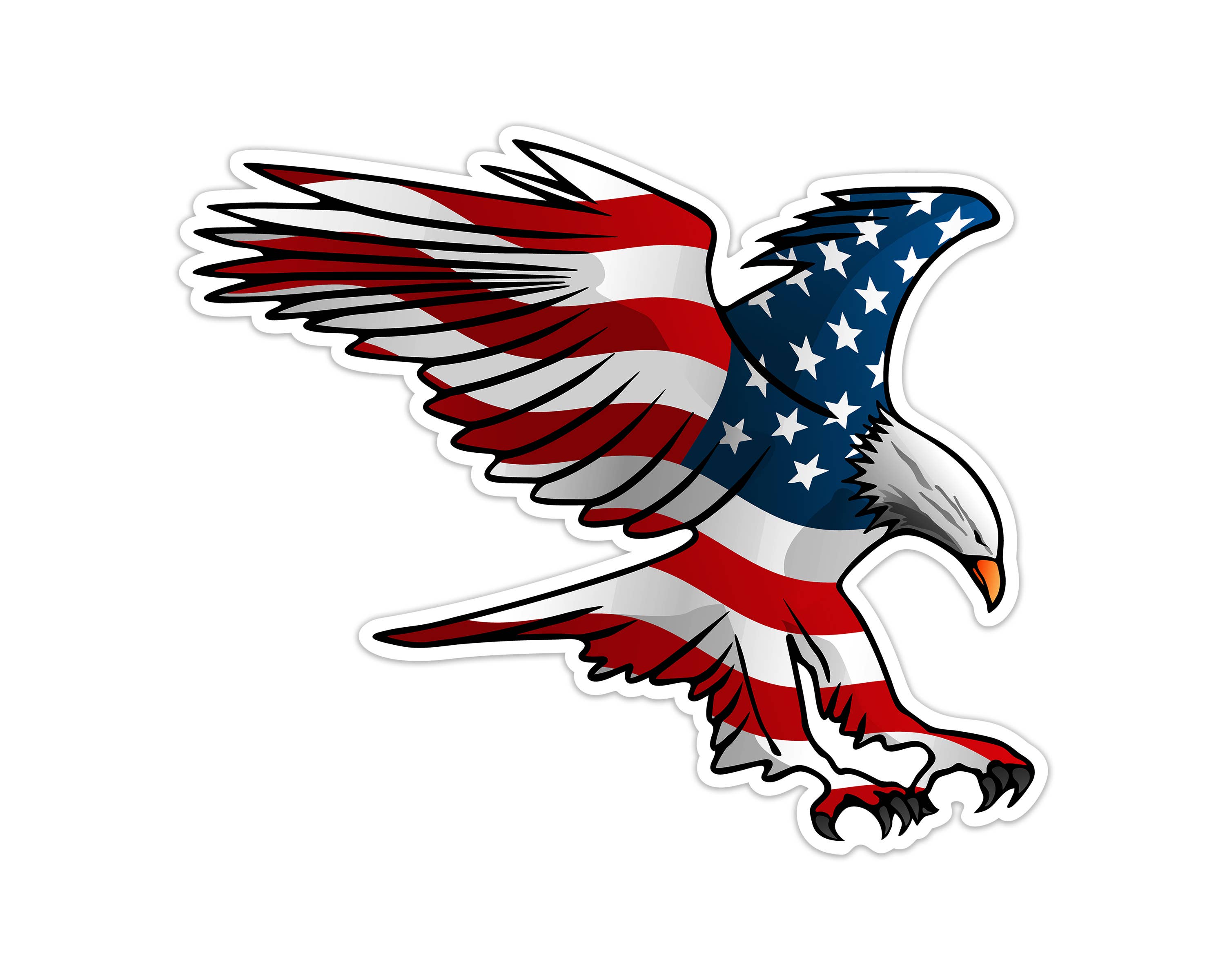 Groovy Giftables - Wholesale Sticker - USA Flag Patriotic Eagle Swooping American Car Decal Sticker6