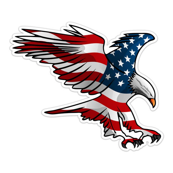 Groovy Giftables - Wholesale Sticker - USA Flag Patriotic Eagle Swooping American Car Decal Sticker6