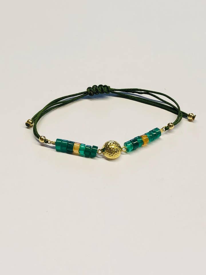 Bracelet en pierre précieuse vert foncé | Argent 925 pour la vente par DEMARCA