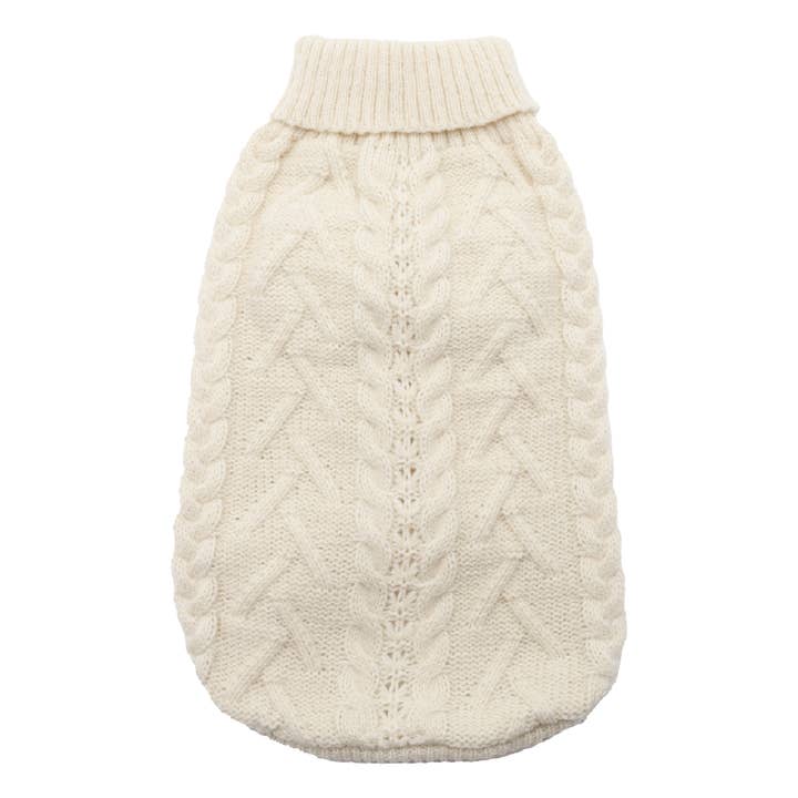 Pull blanc torsadé pour chiens avec col roulé pour la vente par Croci